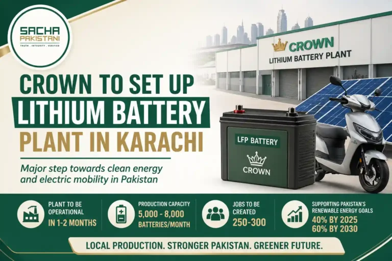 Crown to set up lithium battery plant in Karachi.