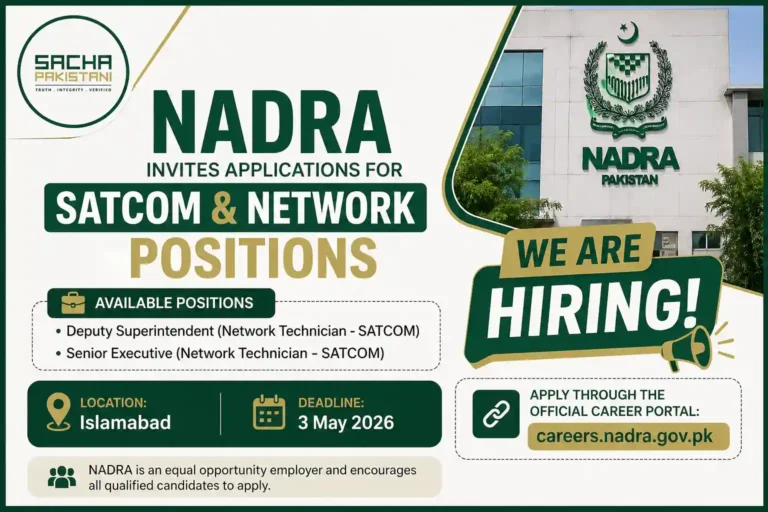NADRA Invites Applications for SATCOM and Network Positions
